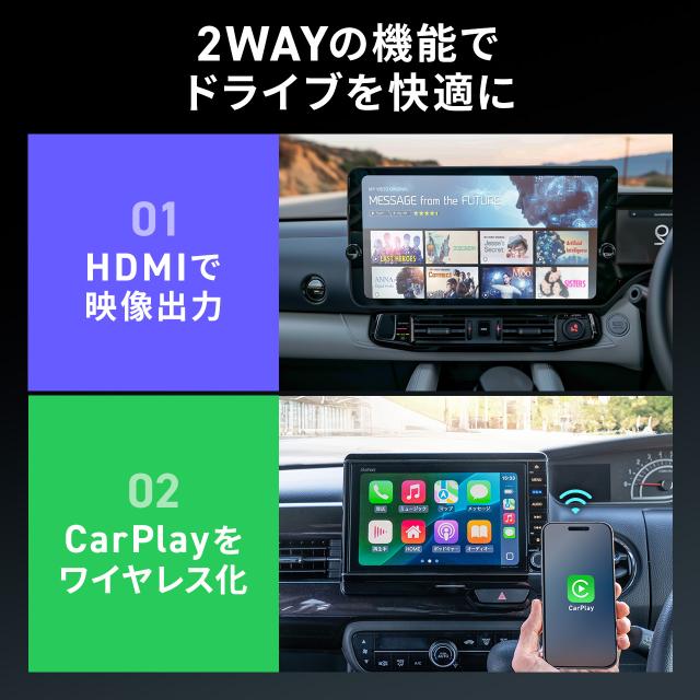 マルチメディアアダプター Car Playアダプター HDMI入力端子 TV