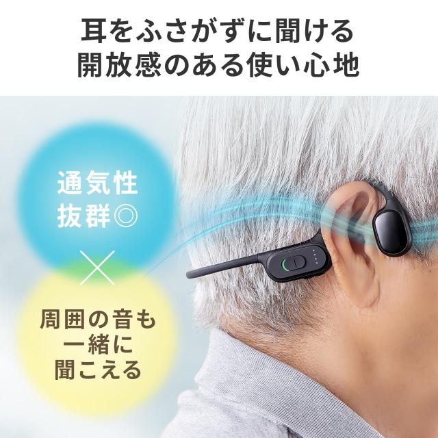 両耳をふさがない簡単操作の骨伝導型集音器 集音器 骨伝導 両耳 かんたん操作 左右音量調整 USB充電式 ノイズ除去