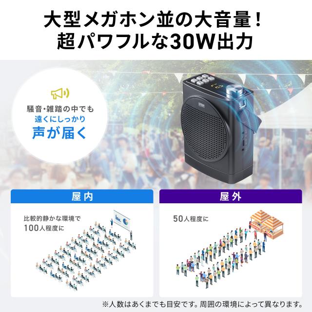 ポータブル拡声器　30W 高出力スピーカー　デュアルマイク搭載　会議　イベント 拡声器 ハンズフリースライドドア ポータブル マイク ワイヤレス 有線