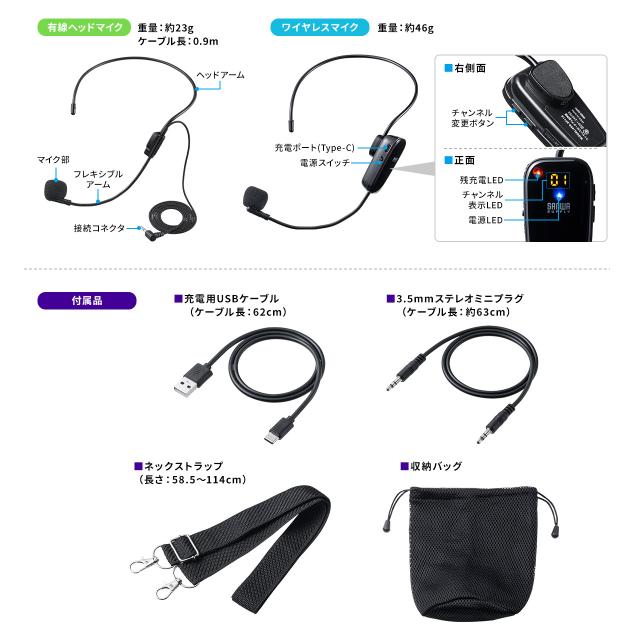 拡声器 ハンズフリースライドドア ポータブル マイク ワイヤレス 有線