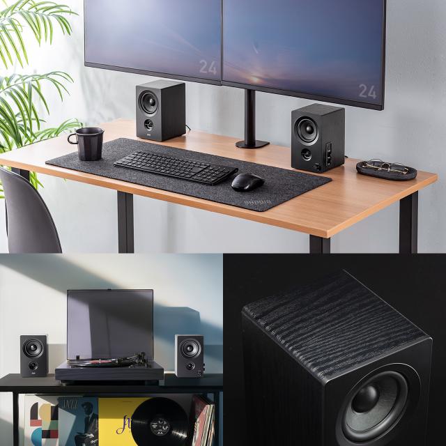 PCスピーカー Bluetooth 木製 50W 高音質 2ch ステレオ コンパクト 有線 スマホ テレビ パソコン[400-SP122]_2