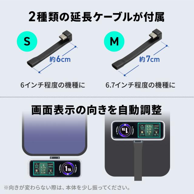 SSD 外付け 2TB 冷却ファン内蔵 液晶画面付き USB-C USB3.2Gen2 コンパクト ポータブル PD充電対応 バックアップ 超小型 読込990MB/s 書込960MB/s[600-IPCFAN2TB]