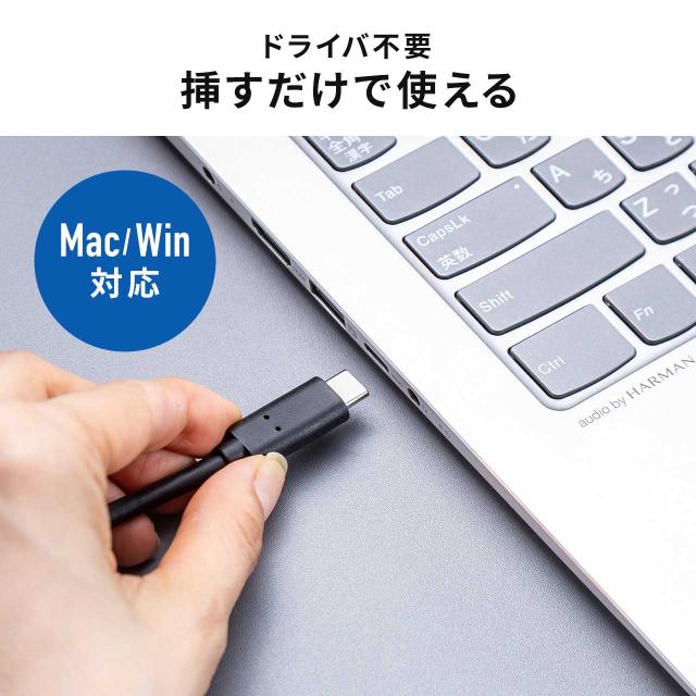 ポータブルSSD 2TB 読出最大2000MB/s 超小型 USB Type-C接続 USB20Gbps USB3.2 Gen2×2 ケーブル型 シルバー[600-USSH2TB]_11