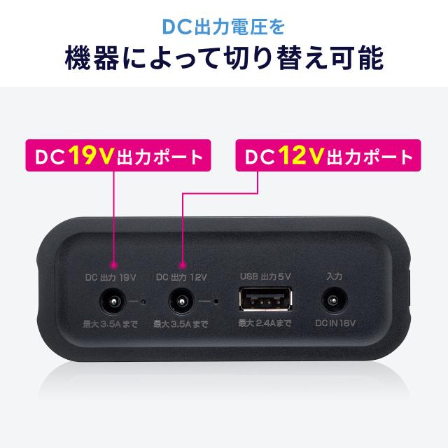 モバイルバッテリー DC12V/19V出力対応 20000mAh 72Wh 大容量 ノート