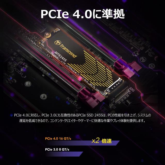 M.2 SSD 1TB Type2280 最大転送速度5300MB/s NVMe1.4準拠 PCIe4.0×4 片面実装 Transcend製[TS1TMTE245S]_3