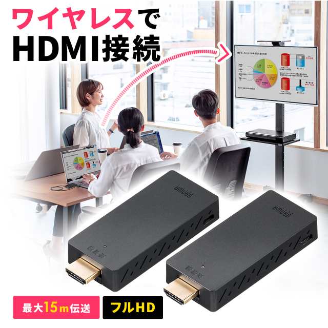 ワイヤレスHDMIエクステンダー 送受信機セット フルHD対応 最大15m 無線 HDMI延長器 コンパクトサイズ 設定不要  ドライバ不要[400-VGA022]の通販はau PAY マーケット - サンワダイレクト | au PAY マーケット－通販サイト