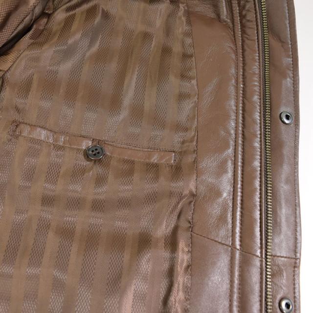 メンズ レザー ソフトラムダウンジャケットミンク襟付き(MZR1272)