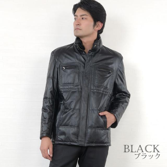 メンズ　レザー ソフトラムダウンジャケットミンク襟付き(MZR1272) メンズ レザー ソフトラムダウンジャケットミンク襟付き(MZR1272)