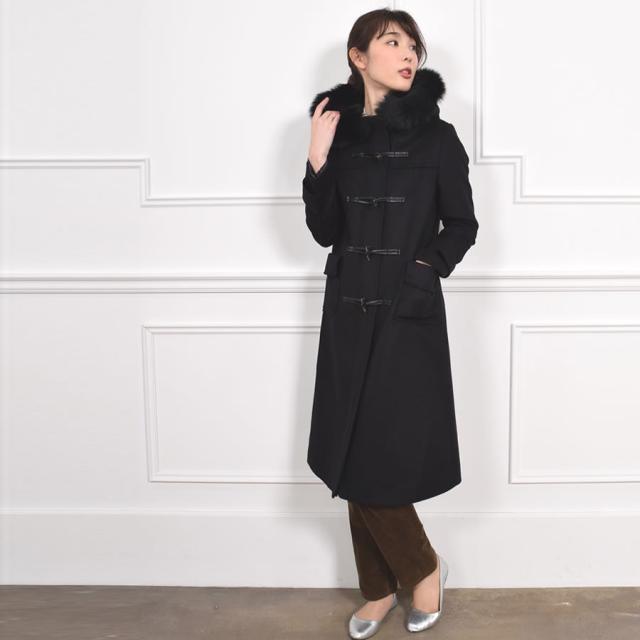 カシミヤ & ウール ダッフル コート ロング丈 フォックス トリム (CA3302) ウールコート カシミア カシミヤ ブレンド ウール フォックスファー フードコート フード付 アウター レディース ミセス きれいめ プレゼント ギフト[Merfirge]_11