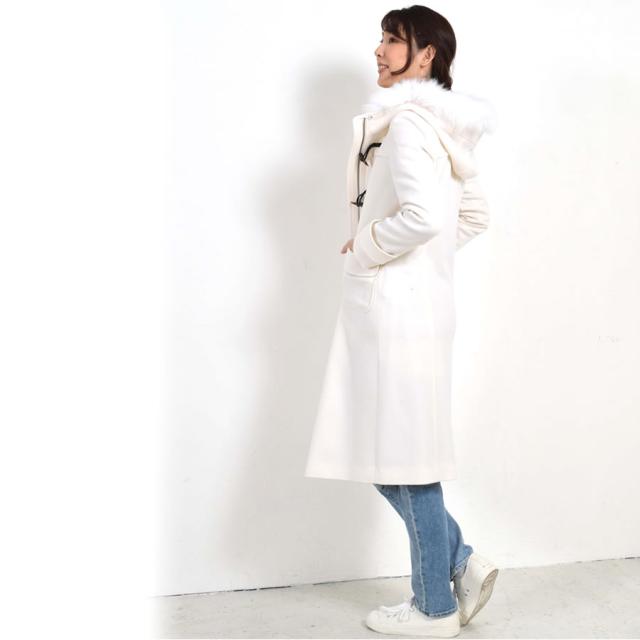 カシミヤ & ウール ダッフル コート ロング丈 フォックス トリム (CA3302) ウールコート カシミア カシミヤ ブレンド ウール フォックスファー フードコート フード付 アウター レディース ミセス きれいめ プレゼント ギフト[Merfirge]_5