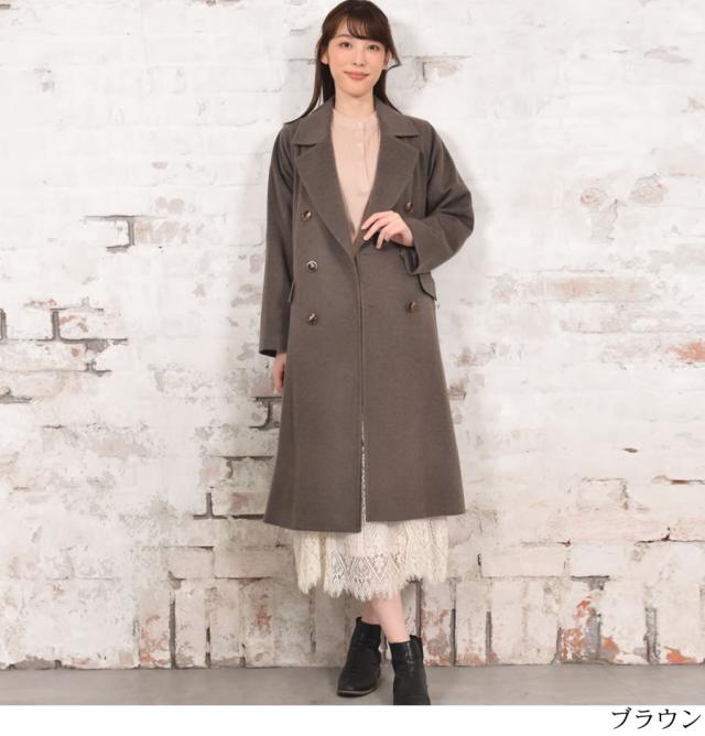 カシミヤ混 チェスターコート ダブルチェスター ウール ボックス ビッグコート アウター レディース きれいめ プレゼント ギフト 秋 冬 秋冬 通勤 (ca3402)[Merfirge] カシミヤ混 チェスターコート ダブルチェスター ウール ボックス