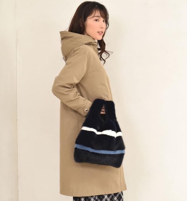 SAGA ミンク ファー ショッパー バッグ ストライプ (FB2960) 毛皮 ファー リアルファー ファーバッグ ハンドバッグ トートバッグ_11