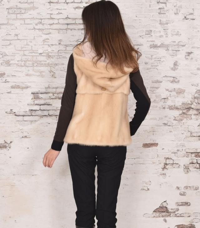 SAGA パロミノ ミンクベスト フード付 (MB2381)