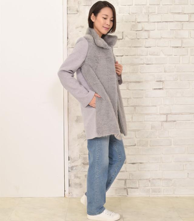 未使用級！EPOCA アンゴラ　羊毛　ミンクファー　ロングコート　マキシ丈 ロングコート ミンクファー アンゴラ50％ アウター 高級