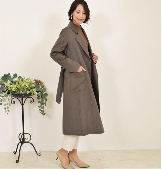 カシミヤコート カシミア 100％ ダブルフェイス ラップ コート (CA3075)[Merfirge] カシミヤコート カシミア 100％ ダブルフェイス ラップ コート (CA3075