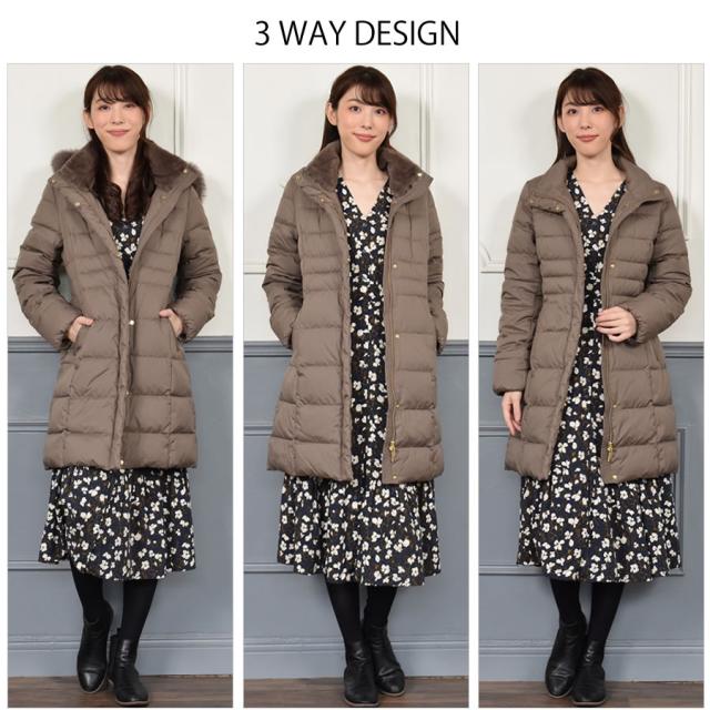 ダウンコート レディース ミディアム丈 Merfirge ダウン90% フォックス