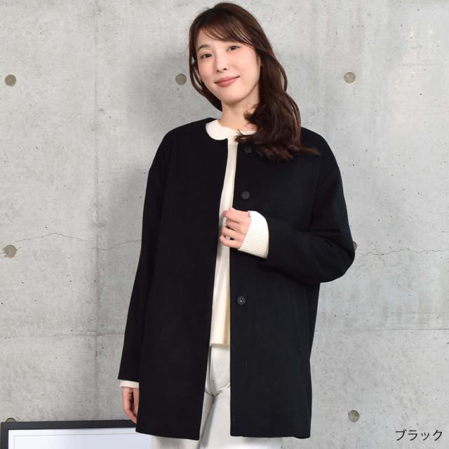 ノーカラーコート ウールコート ウール ロングコート ノーカラーコート ドロップショルダー アウター レディース ミセス プレゼント ギフト 秋 冬 秋冬 通勤 (wo2570)_6