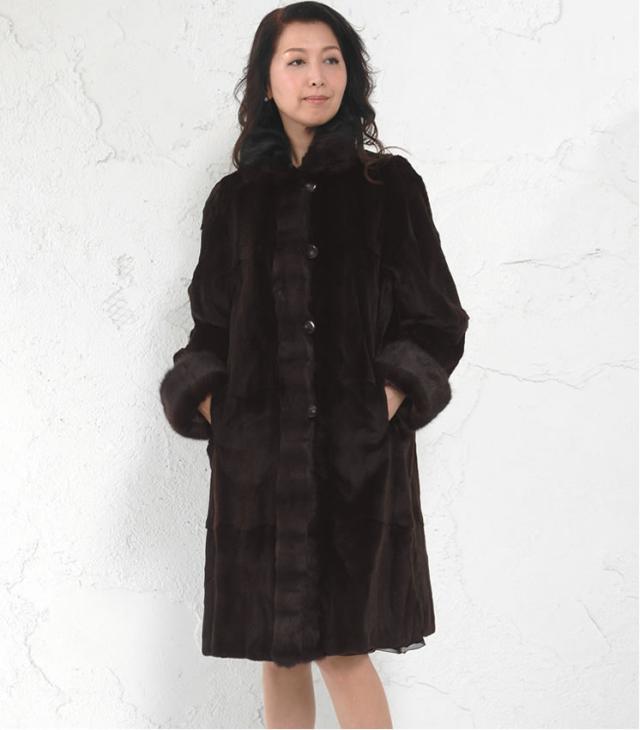 ファーコートウィーゼルミンクシルクリバーシブルコート(M1421)の通販