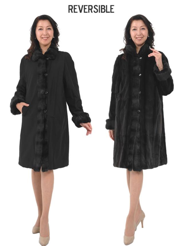 ファーコートウィーゼルミンクシルクリバーシブルコート(M1421)の通販