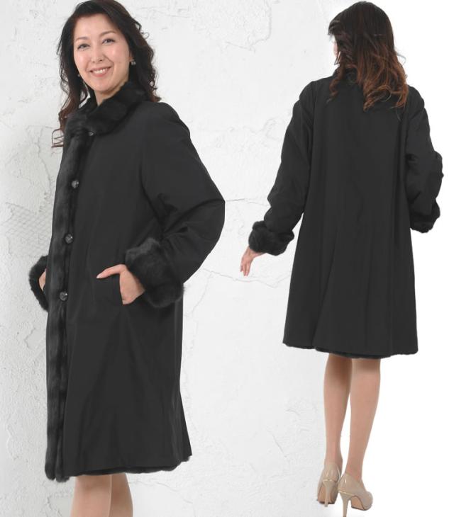 ファーコートウィーゼルミンクシルクリバーシブルコート(M1421)の通販