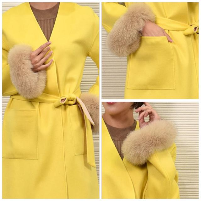 カシミヤ カシミア & ウール ダブルフェイス ノーラペルコート (CA3066