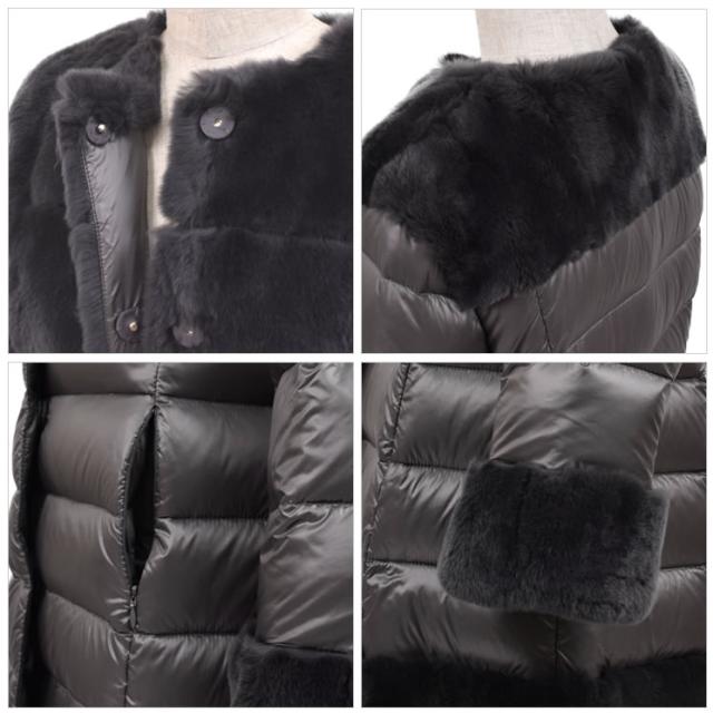 ダウン & レッキスラビット コート ノーカラー タイプ(D3241) 毛皮