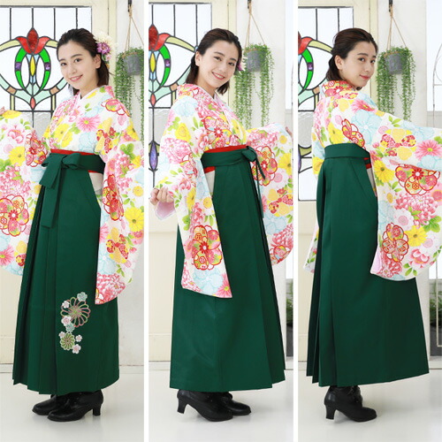 【販売】〔zu〕当店オリジナル 袴 セット 卒業式 女性 ブーツ付き16点フルセット 購入 卒業式袴セット 2尺袖着物＆袴 「白地に桜と菊」ブーツ レトロ モダン 大学 販売 安いの通販は