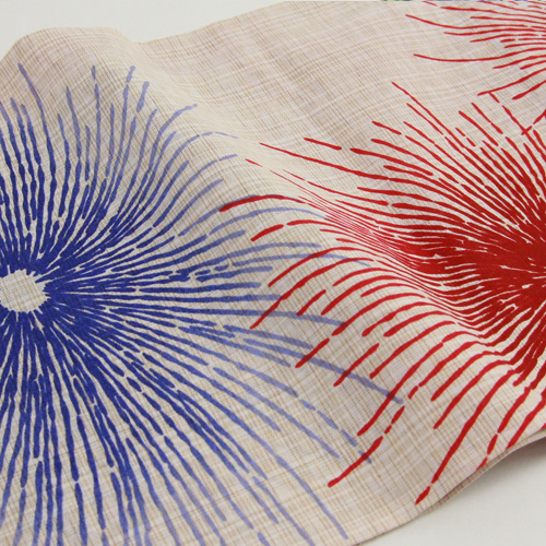 浴衣 レディース セット キュート 綿麻浴衣3点セット 「アイボリーに赤