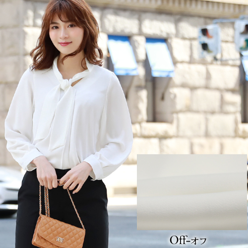 リボン付き2wayブラウス レディース 入学式 白 長袖 リボン 卒業式 ママ ビジネス オフィス コーラス 演奏会 スーツ インナー ブラウスの通販はau Pay マーケット なでしこ