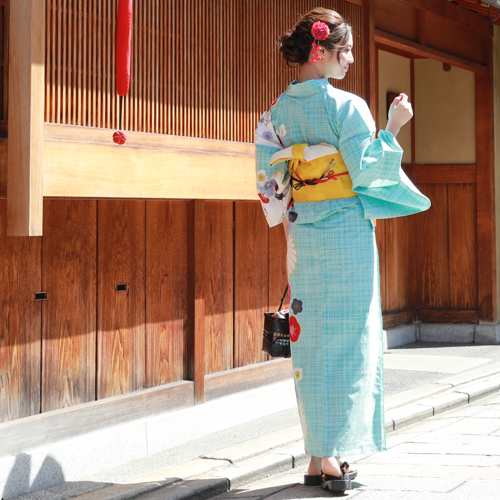 浴衣 セット 大人 レトロモダン 高級変わり織り綿浴衣3点セット「水色地に格子と菊と梅」浴衣 水色 黄色 菊 梅 格子 トールサイズあり の通販はau  PAY マーケット - なでしこ | au PAY マーケット－通販サイト