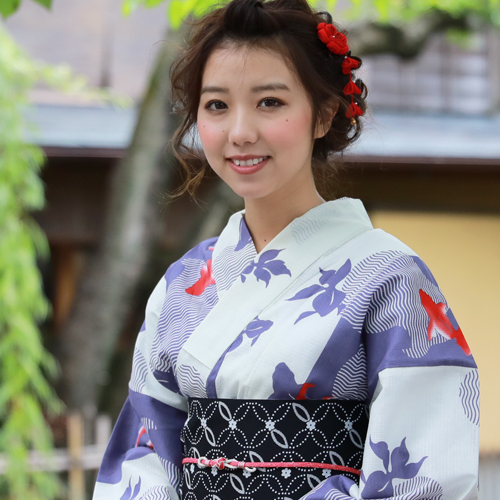 浴衣 セット レトロ 大人 ジュニアサイズ 高級変わり織り綿浴衣3点セット 薄紫と生成りの染め分け地に金魚 浴衣 レディースの通販はau Pay マーケット なでしこ