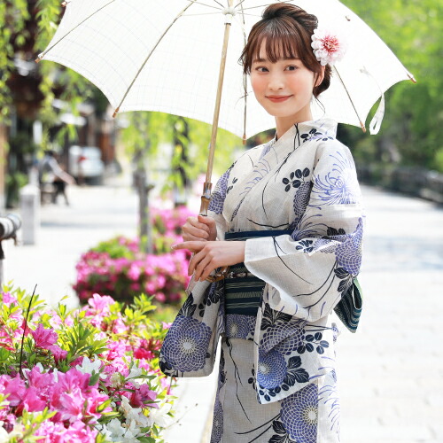 浴衣 セット レトロ 高級変わり織り綿麻浴衣3点セット「生成り地