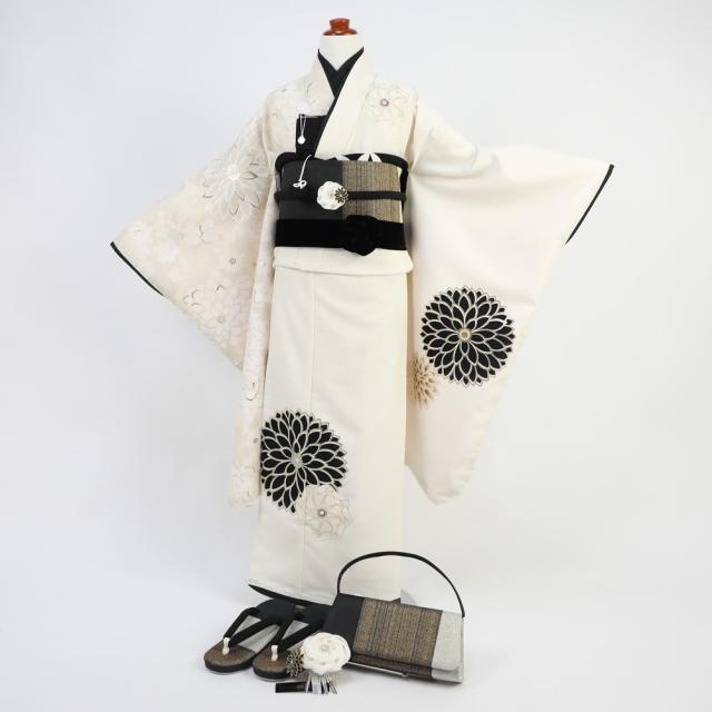 上級品正絹白地の着物と作り帯☆七五三フルセット 上級品正絹白地の着物と作り帯☆七五三フルセット