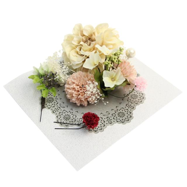 アートフラワー髪飾り3点セット 丸菊 卒業式 袴 成人式 結婚式 振袖 大人っぽい シンプル おしゃれ ヘアアクセサリー 花 和装 レトロ ブライダル 白 ピンク Uピン_6