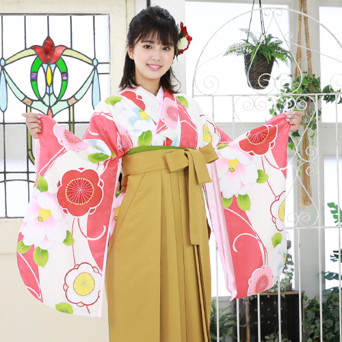 〔zu〕販売 卒業式 袴 4点セット 購入 女性 袴セット 卒業式袴セット 2尺袖着物 袴 長襦袢 半巾帯「紫・クリーム色の麻の葉」_9