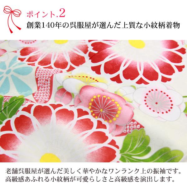 当店オリジナル 振袖6点セット 販売 購入「白地に七宝と菊」振袖