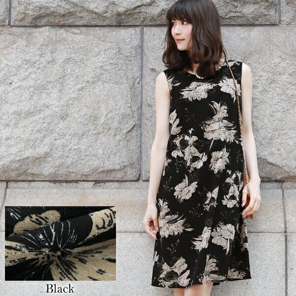 なでしこ フラワープリントクラシカルノースリーブワンピース 春夏秋 ノースリーブ ワンピース Aライン 大人の通販はau Pay マーケット なでしこ