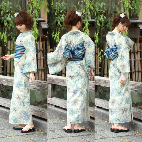 浴衣 セット レディース 送料無料 高級変わり織り綿麻浴衣3点セット