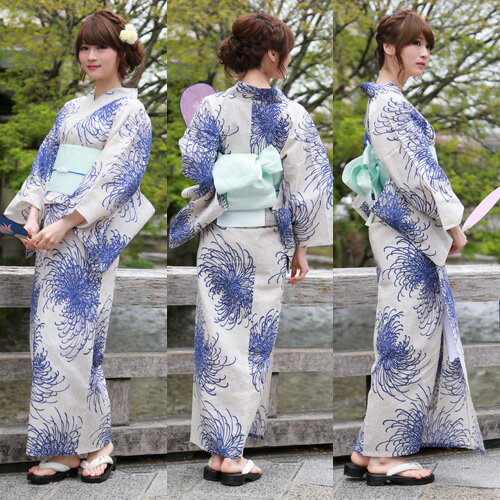 浴衣単品「生成り地に紺乱菊」 浴衣のみ 大人 レトロ レディース の通販は 浴衣単品「生成り地に紺乱菊」 浴衣のみ 大人 レトロ レディース の通販は