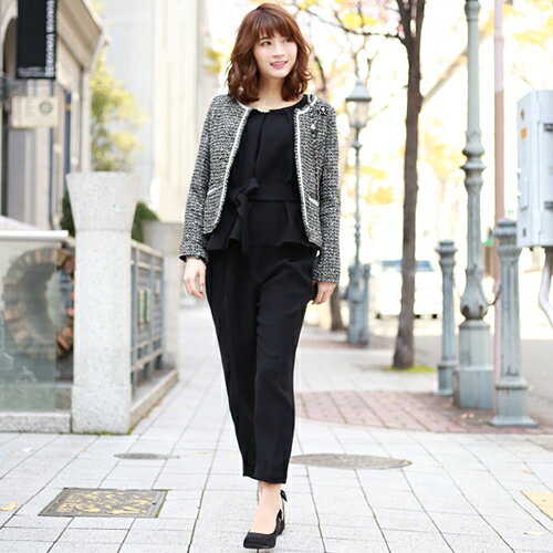 ジャケット ママ 卒園式 「なでしこ」 日本製ノーカラーツイード