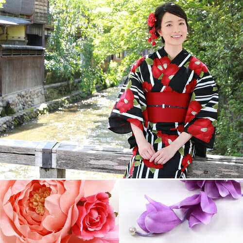 浴衣 髪飾り クリップ「下がり花タイプ 小花と花」花 大人 ヘア