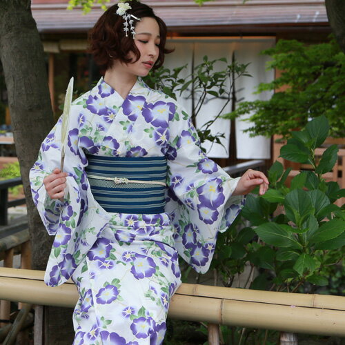 メーカー直売 変わり織白地に朝顔プレタ浴衣 浴衣 Publiks Com Br