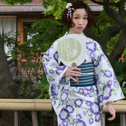 メーカー直売 変わり織白地に朝顔プレタ浴衣 浴衣 Publiks Com Br