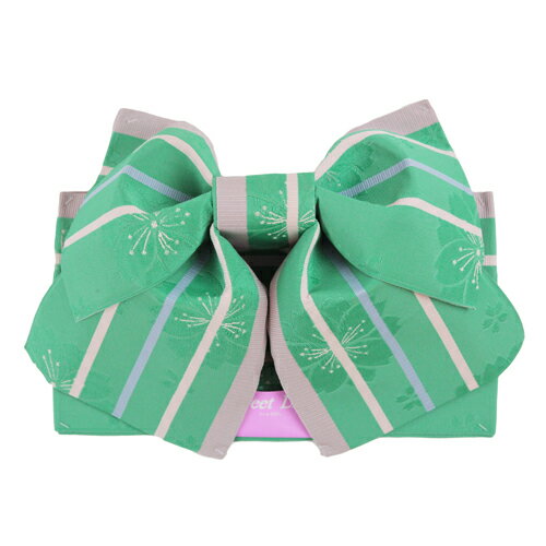 日本製 作り帯 花柄エメラルドグリーン 緑色 浴衣帯 ゆかた帯 付け帯 リボン りぼん 結びの通販はau Pay マーケット なでしこ