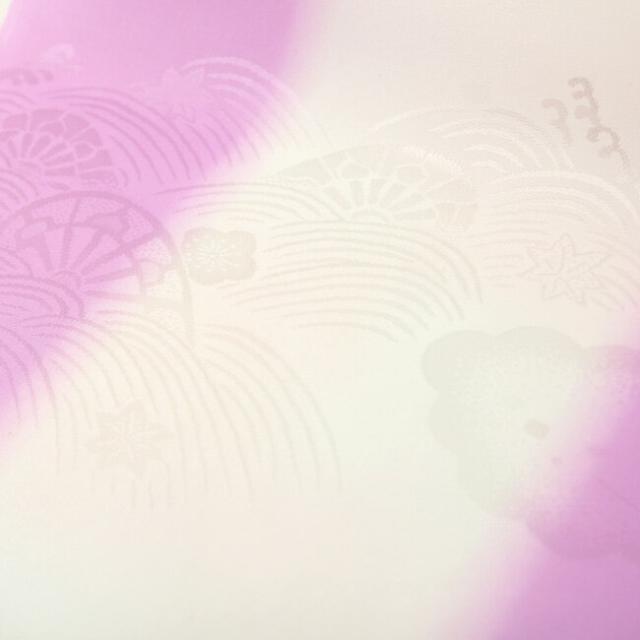 振袖用 正絹 長襦袢 反物 「ぼかし染め 水車水流に梅もみじ」紫 本振