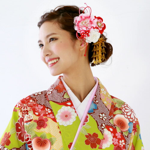 髪飾り 成人式 袴「つまみ細工びらびら付き髪飾り2点セット」コーム