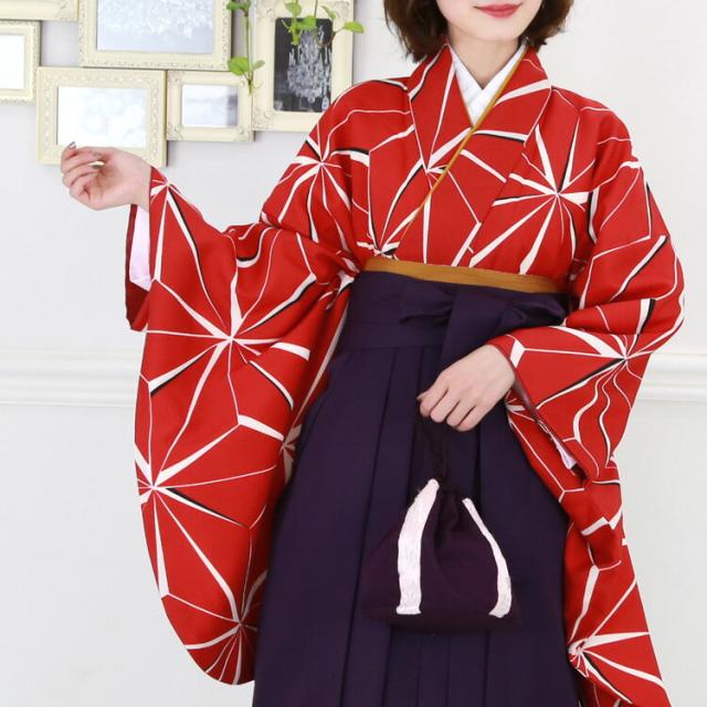 卒業式 袴 レンタル 袴セット 女性 卒業式袴セット 赤地に麻の葉模様 レトロの通販はau Pay マーケット なでしこ