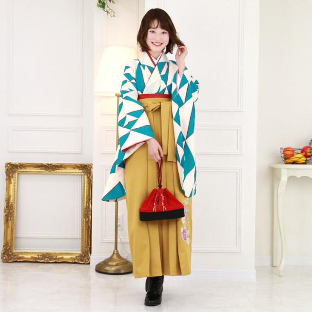 卒業式 袴 レンタル 袴セット 女性 卒業式袴セット 「クリーム地に水色