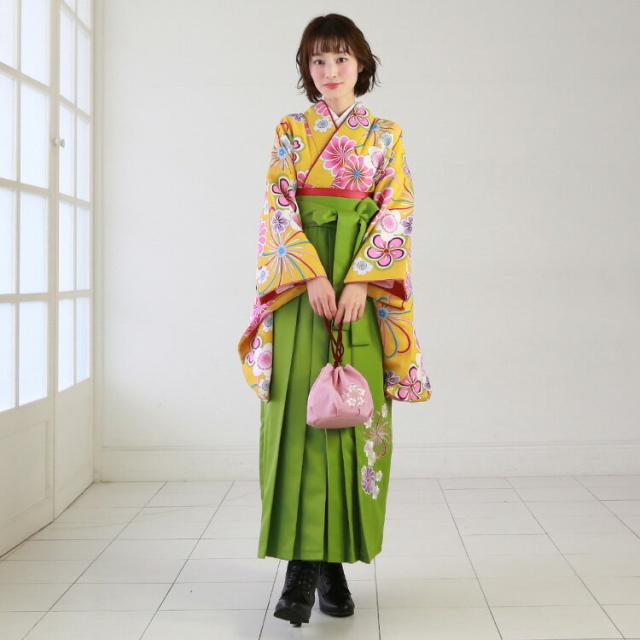 卒業式 袴 レンタル 女 袴セット 女性 卒業式袴セット 「黄色地に