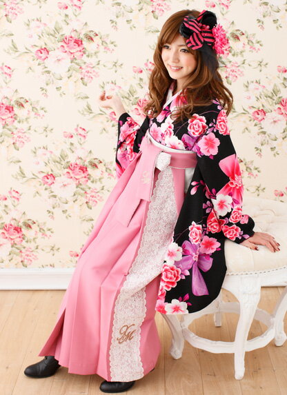 卒業式 謝恩会 袴セット 往復送料0円 Xmiss キスミス 袴 フルセット レンタル 4 L 黒 ピンク 袴レンタル 華やか 可愛いの通販はau Pay マーケット なでしこ